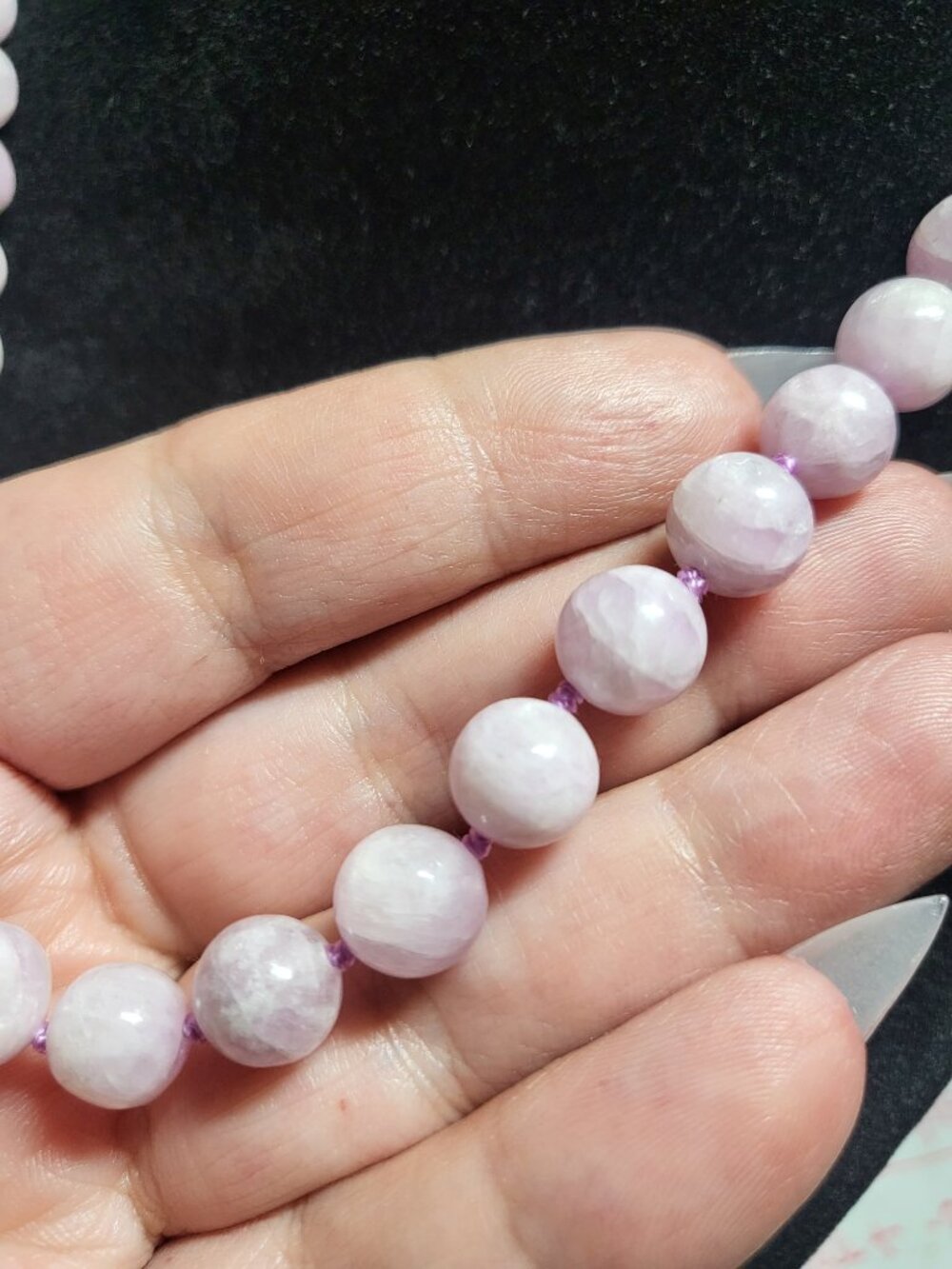 Natural Lavender Kunzite Beaded Statement Necklace - Picture 3 of 4